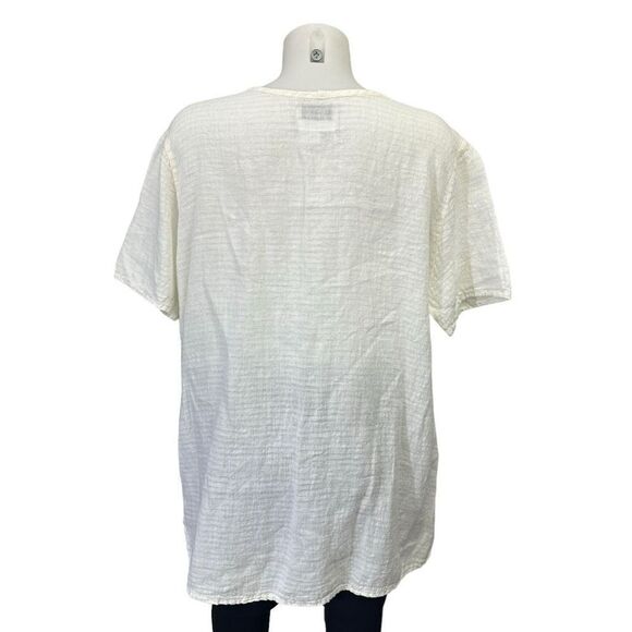 Flax White 100% linen round Neck Oversized Lightweight Comfy Blouse medium‎ - Picture 4 of 7